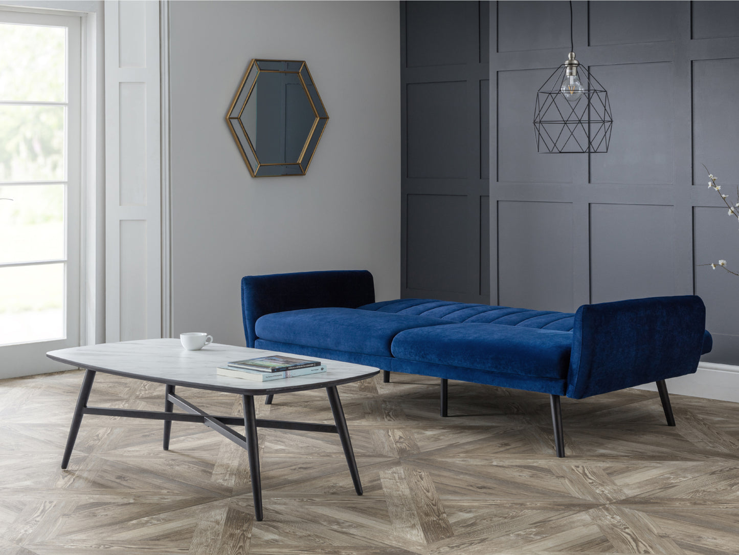 Afina Sofa Bed in Plush Blue