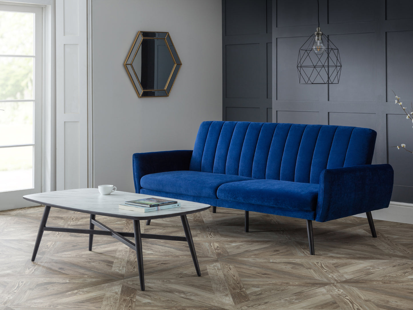 Afina Sofa Bed in Plush Blue