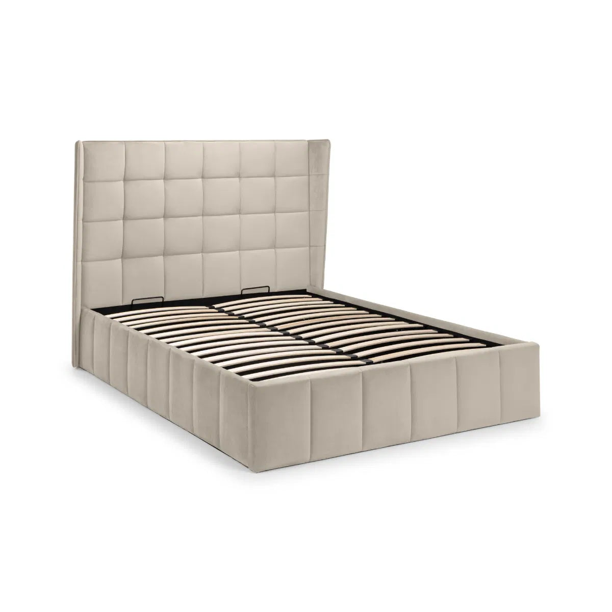 Beige upholstered bed frame on a white background | Cream Velvet