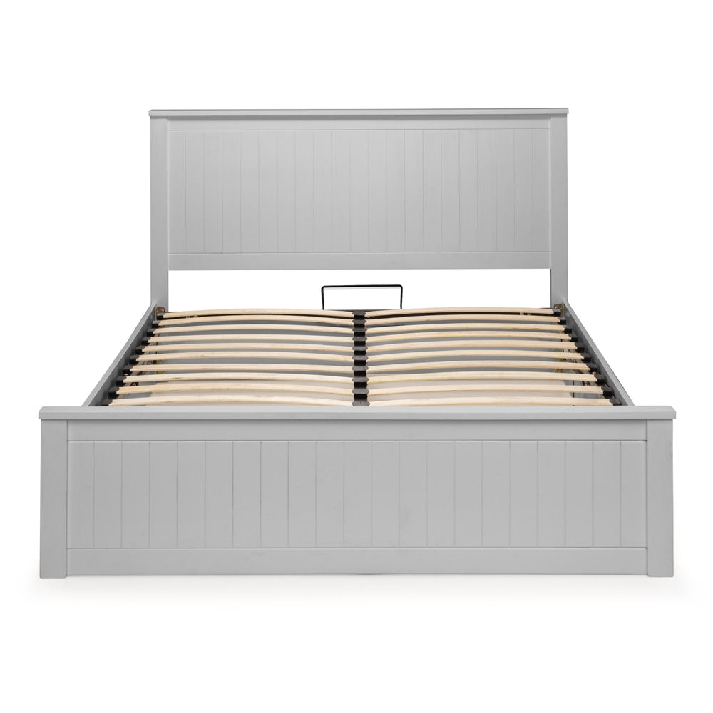 Gray bed frame with wooden slats on a white background | Dove Grey