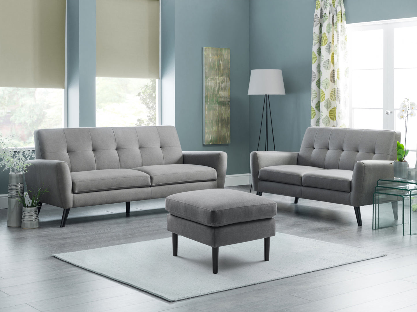 Monza Sofa and Sofa Bed in Grey Linen