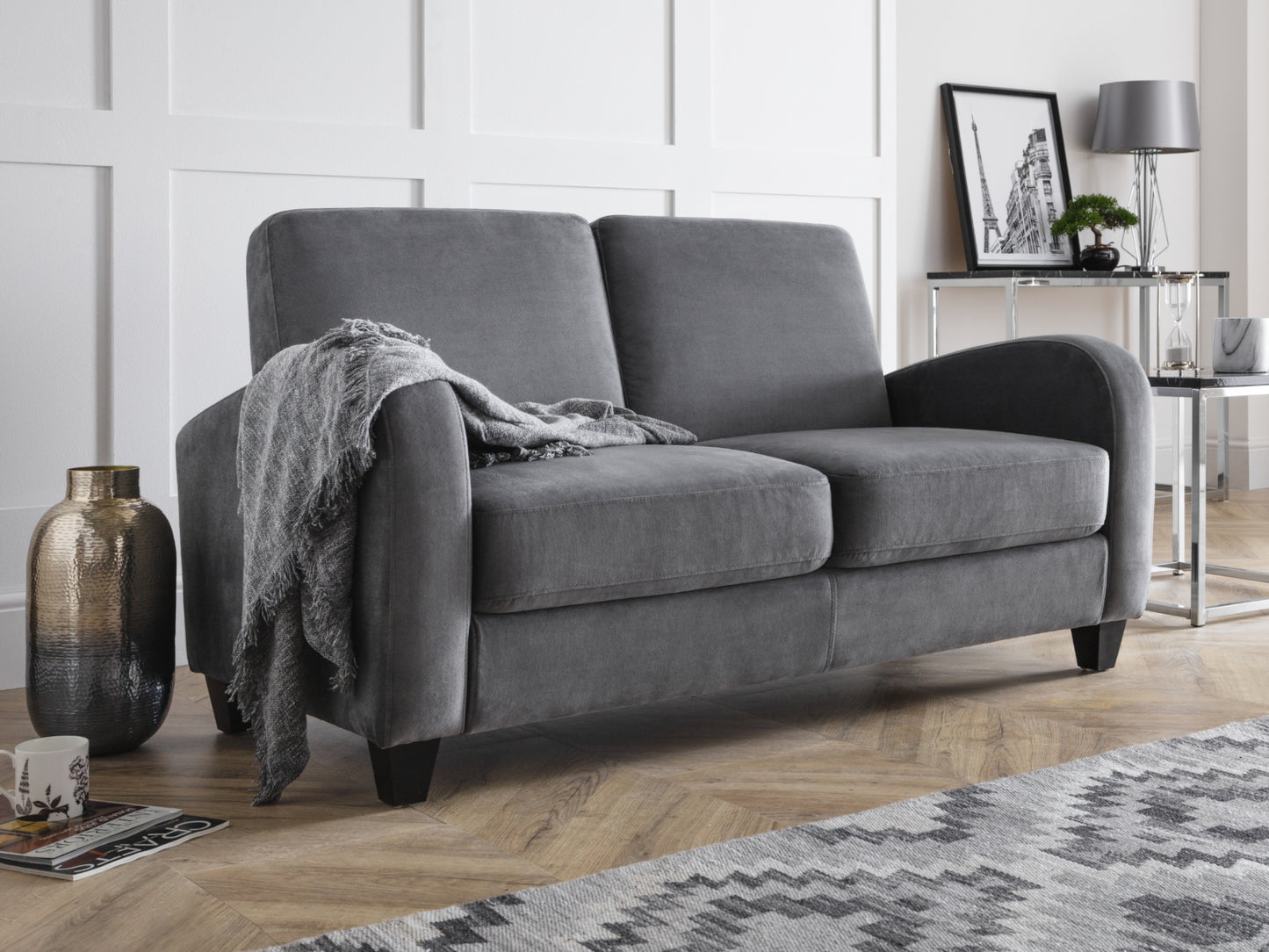 Vivo Sofa and Sofa Bed in Dusk Grey Chenille