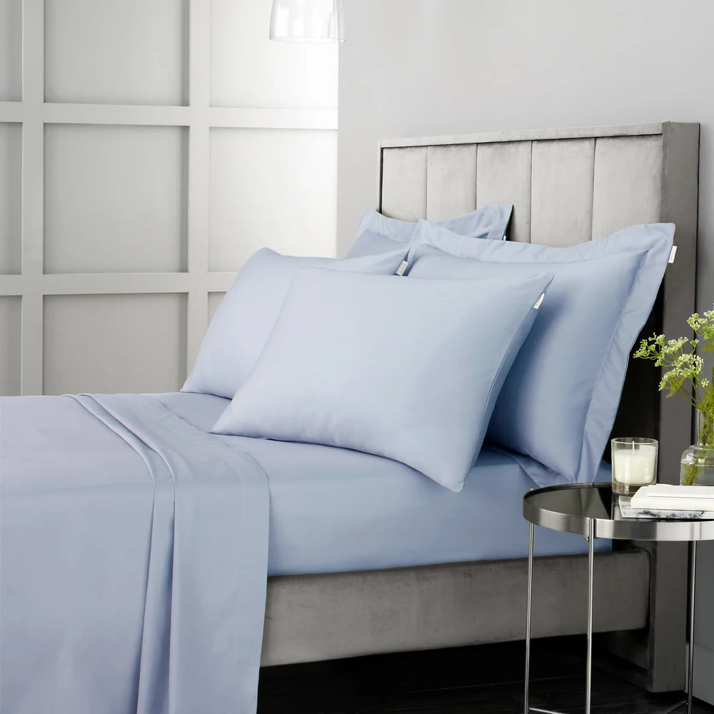 Bianca 400TC Cotton Sateen Fitted Sheet | Blue