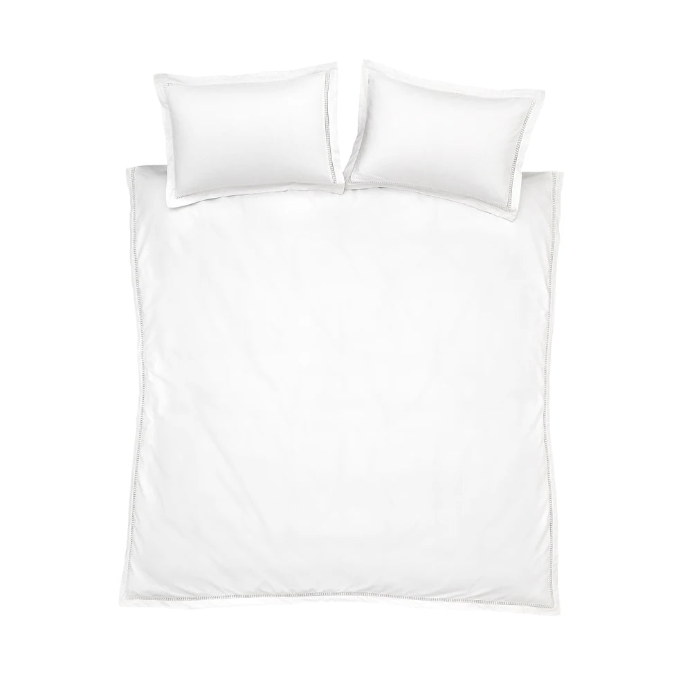 Bianca Oxford Lace Trim Duvet Set | White