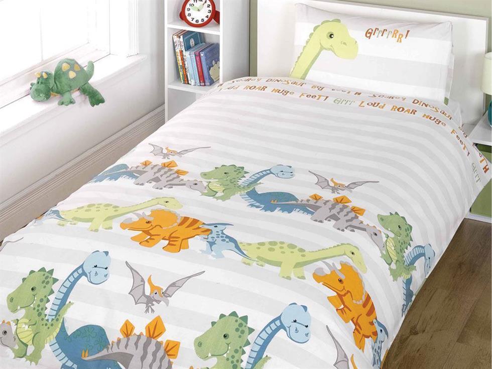 Dinosaur Childrens Bedding Set Natural