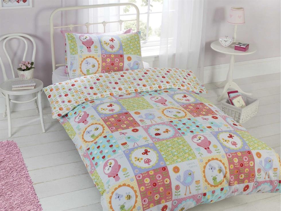 Birdie Patchwork Childrens Bedding Set Multi