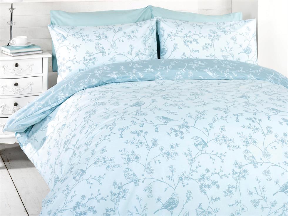 Bird Toile Bedding Set Blue