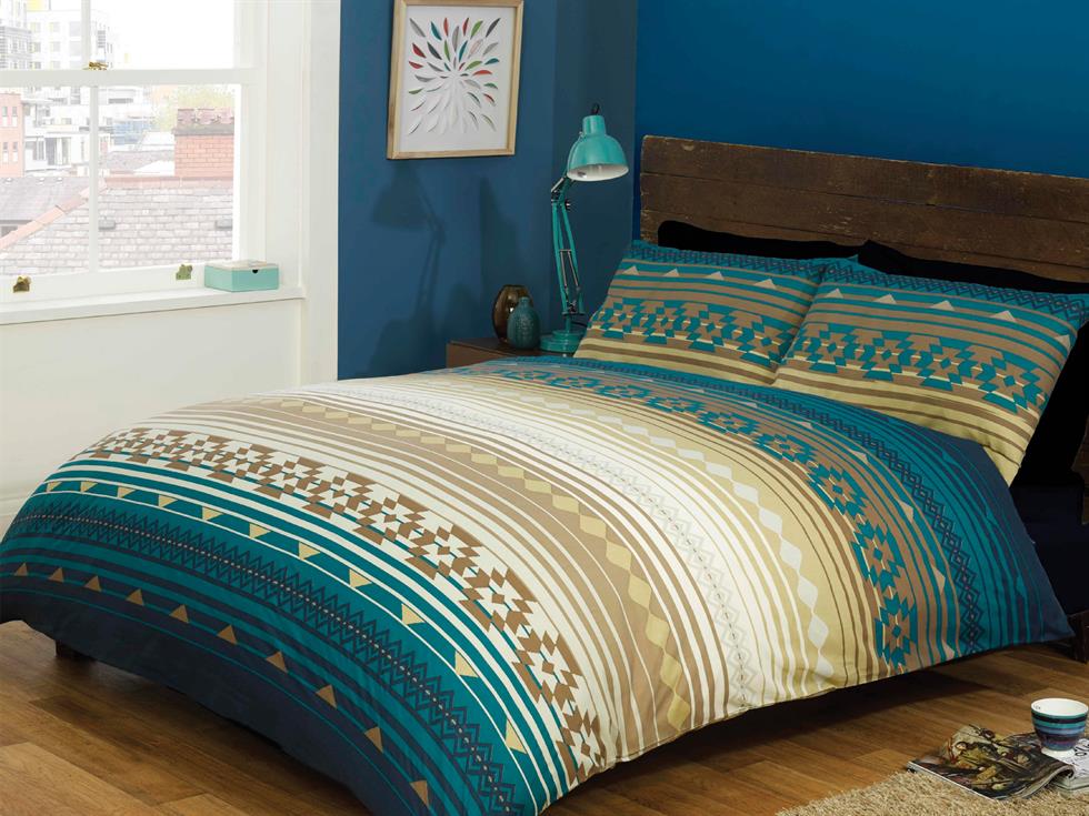 Kilim Stripe Bedding Set Blue