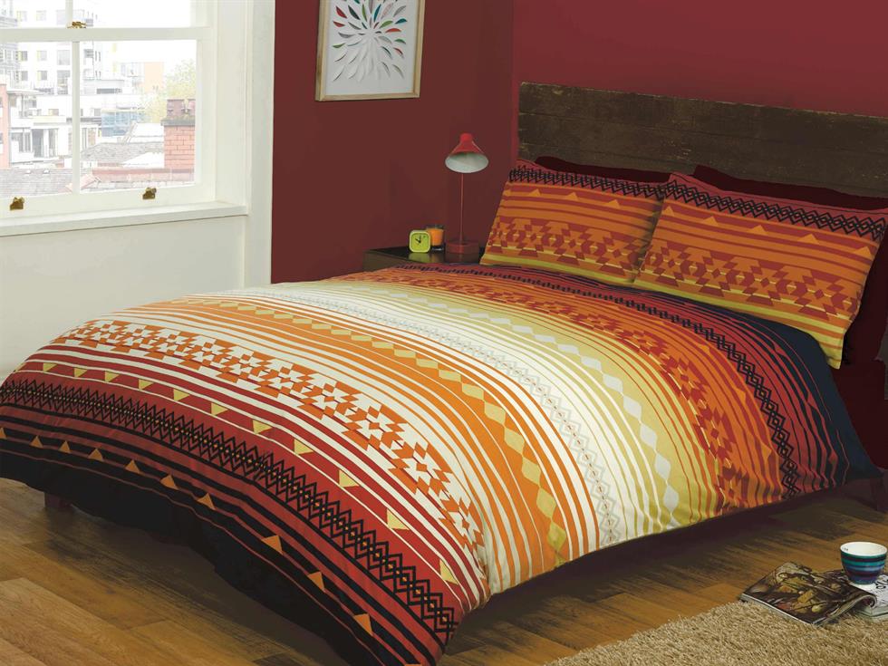 Kilim Stripe Bedding Set Terracotta