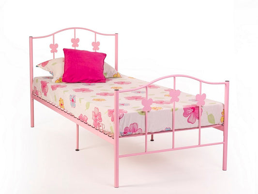 Butterfly Metal Bed Frame in Gloss Pink