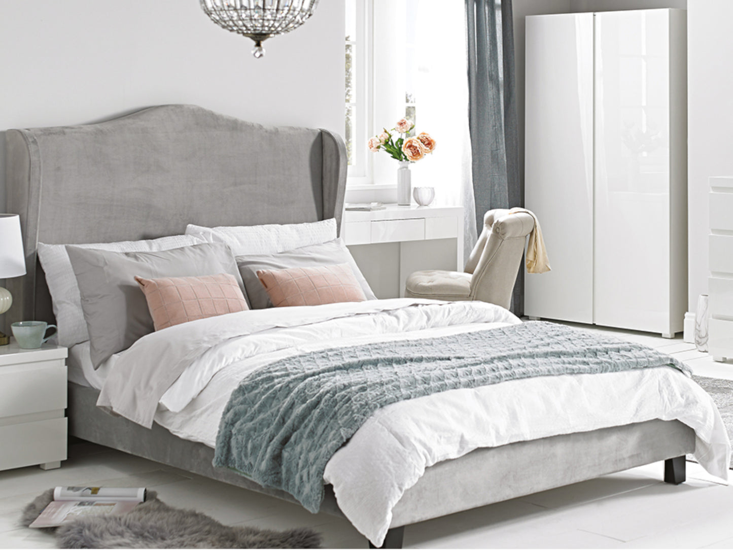 Chateaux Wing Bed Frame in Silver