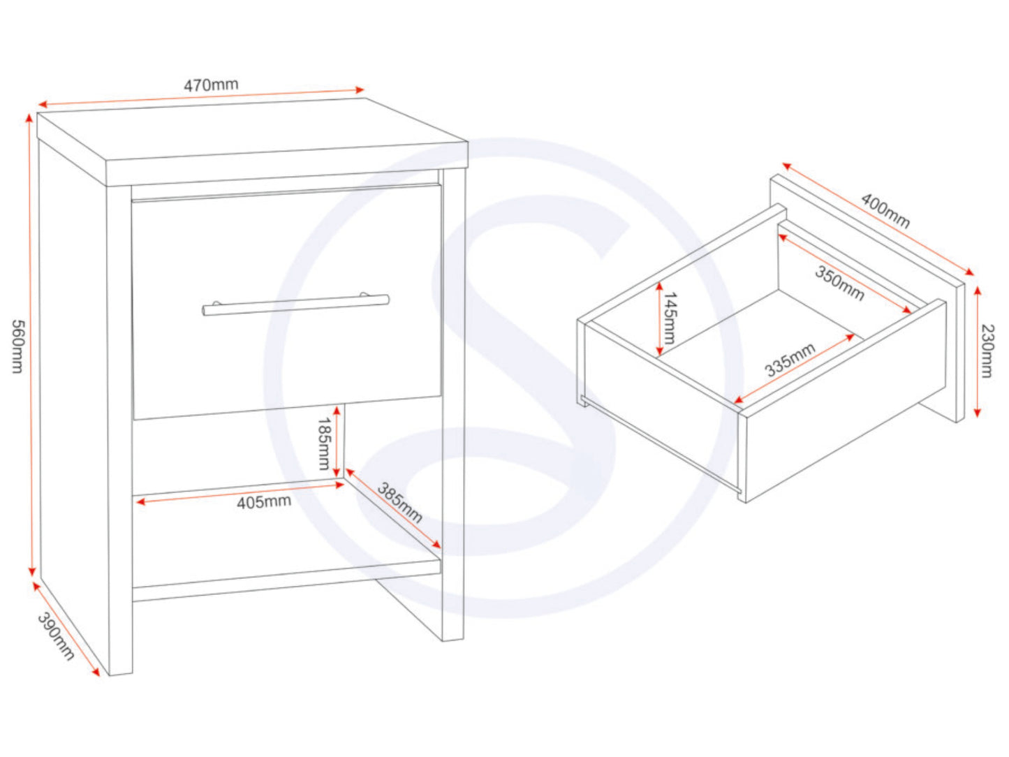 Seville Bedroom Furniture White Gloss and Oak Effect