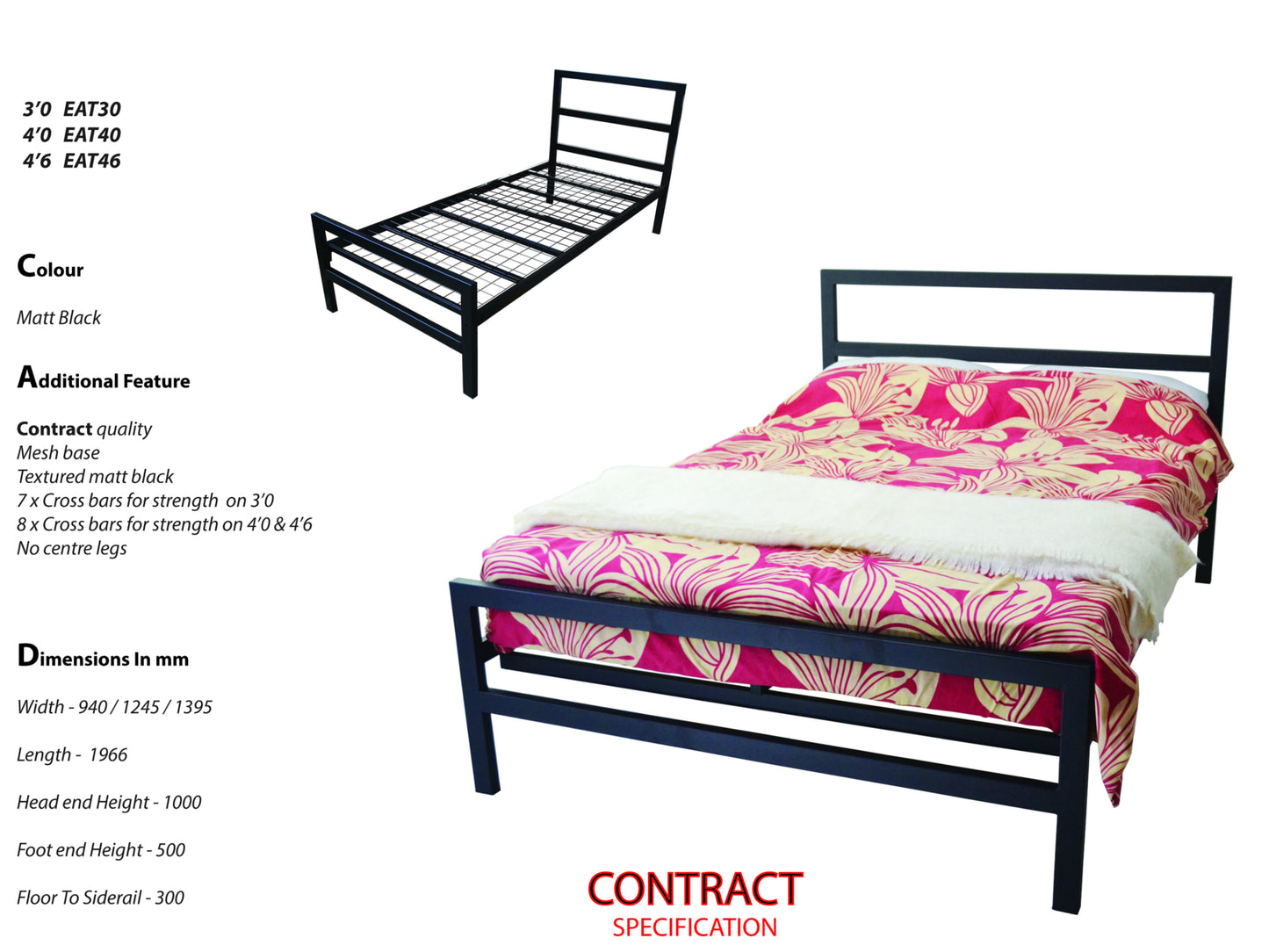 Euxton Mesh Metal Bed Frame in Black