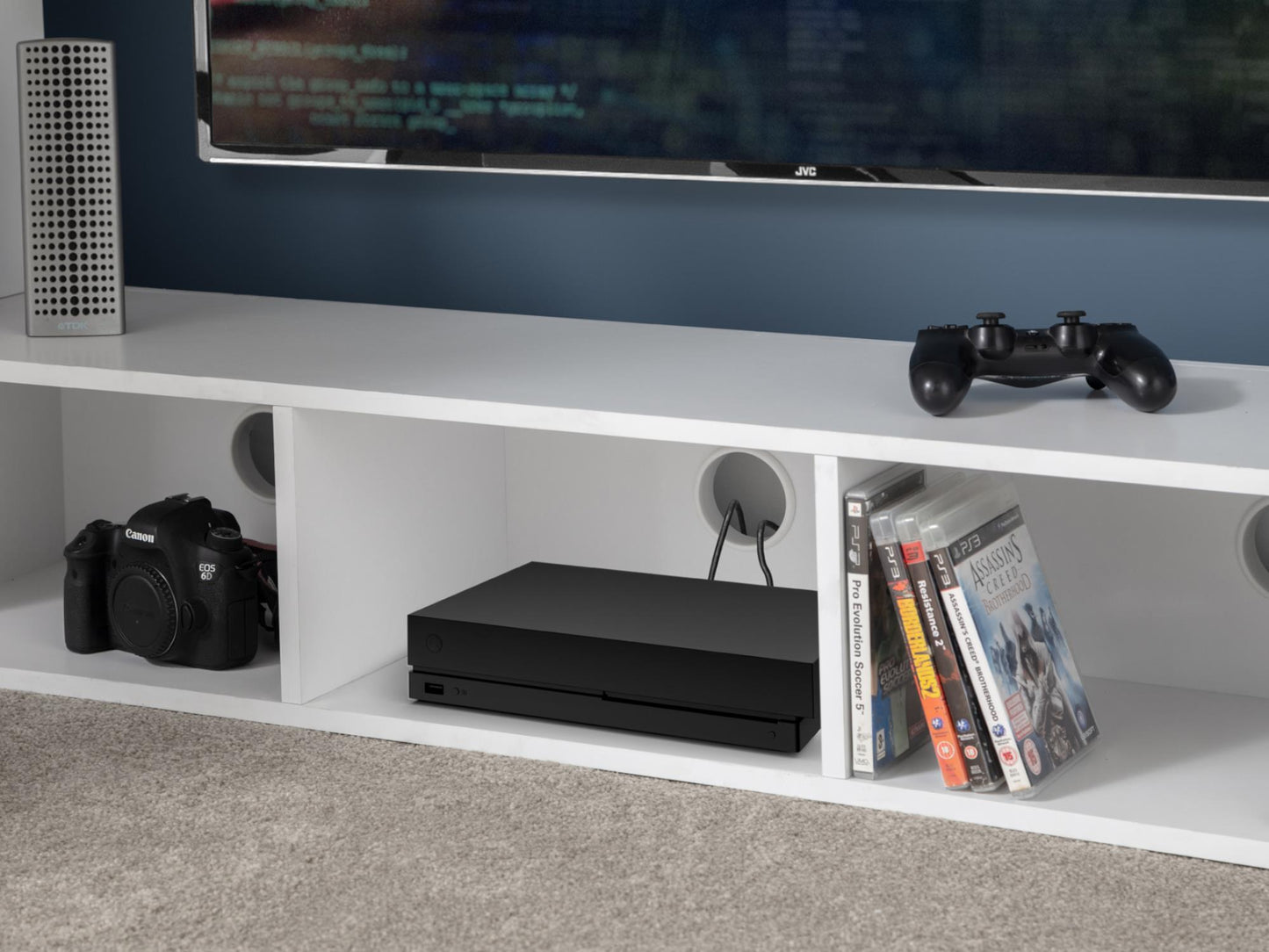 Nebula Gaming Bed with Desk in White