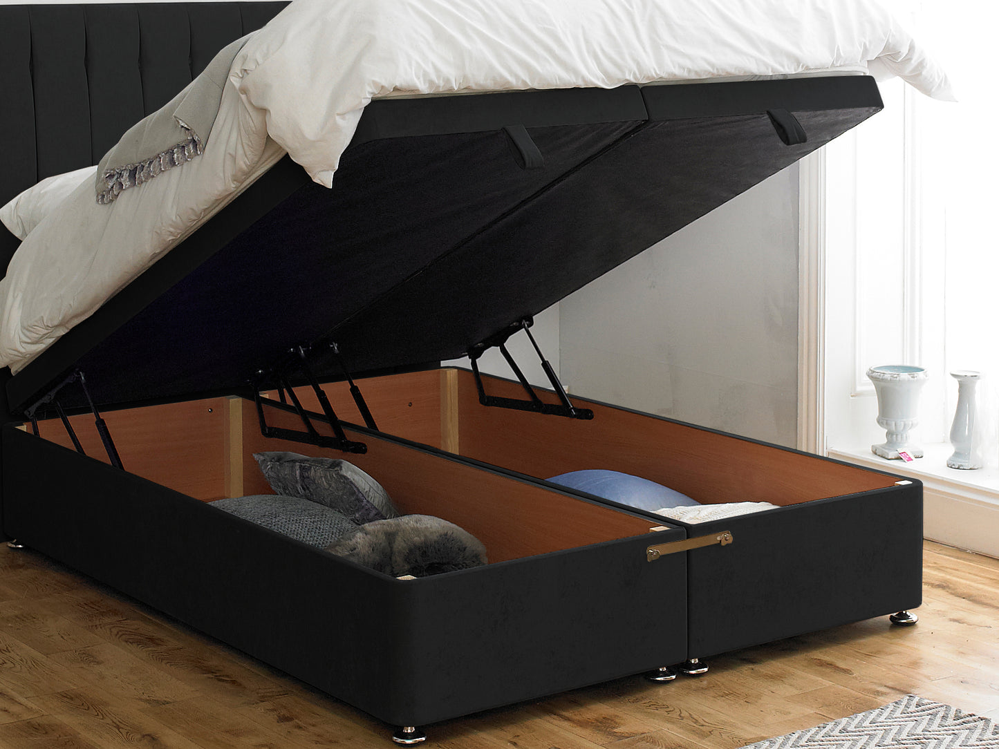Shelly FS Ottoman Twix Opening Bed Base in Naples Black
