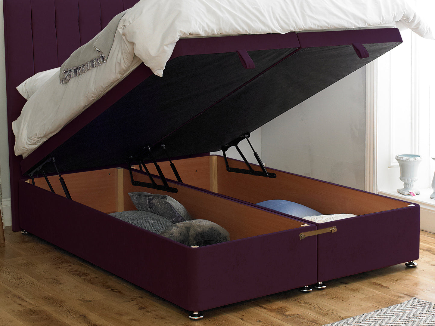 Shelly FS Ottoman Twix Opening Bed Base in Naples Purple