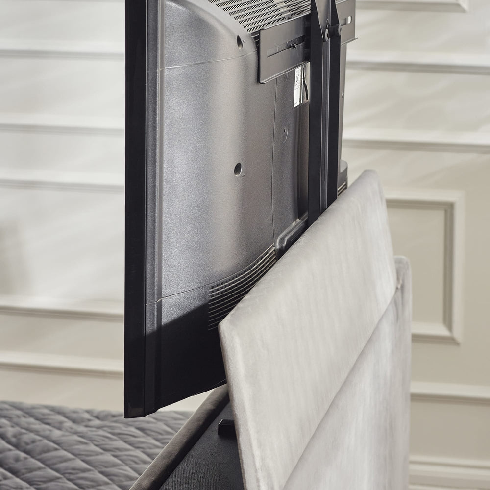 TV mounted on the foot of the bed with a neutral background | Light Grey