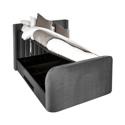Gray pet bed with a white pillow on a white background | Dark Grey
