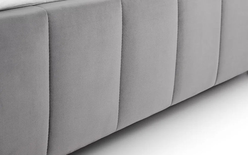 Gray upholstered headboard on a white background | Grey Velvet