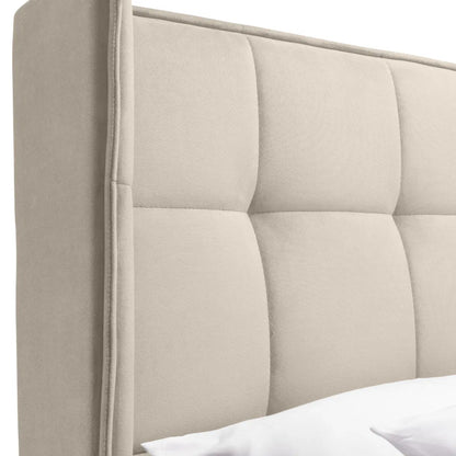 Beige upholstered headboard with tufted design | Cream Velvet