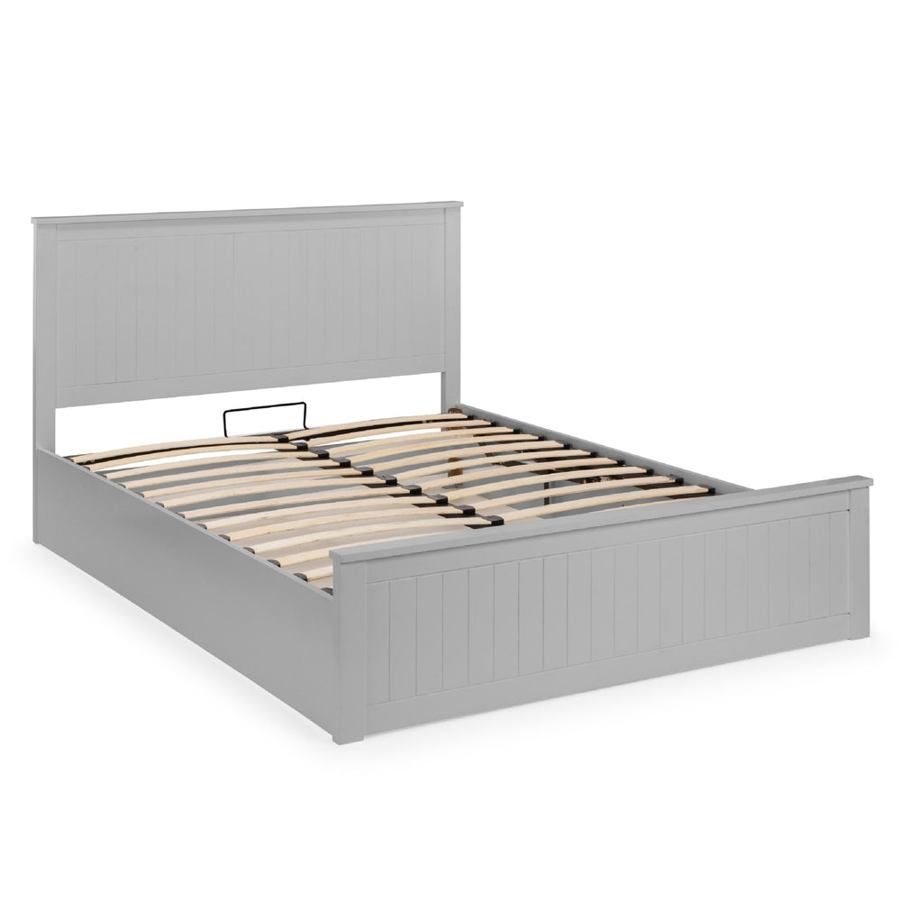 Gray bed frame with wooden slats on a white background | Dove Grey