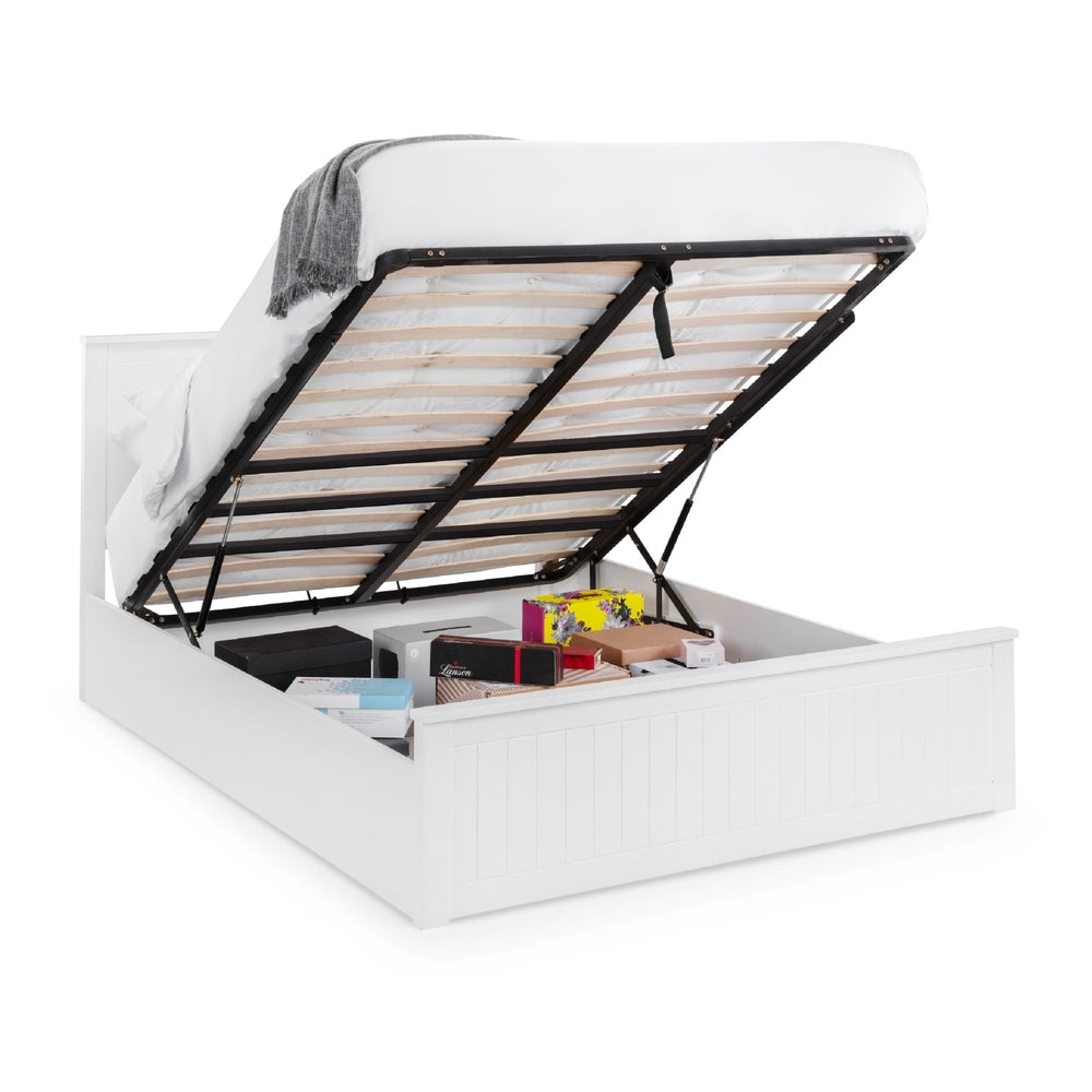 White bed with open storage compartment on a white background | Surf White