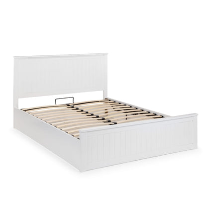 White bed frame with wooden slats on a white background | Surf White