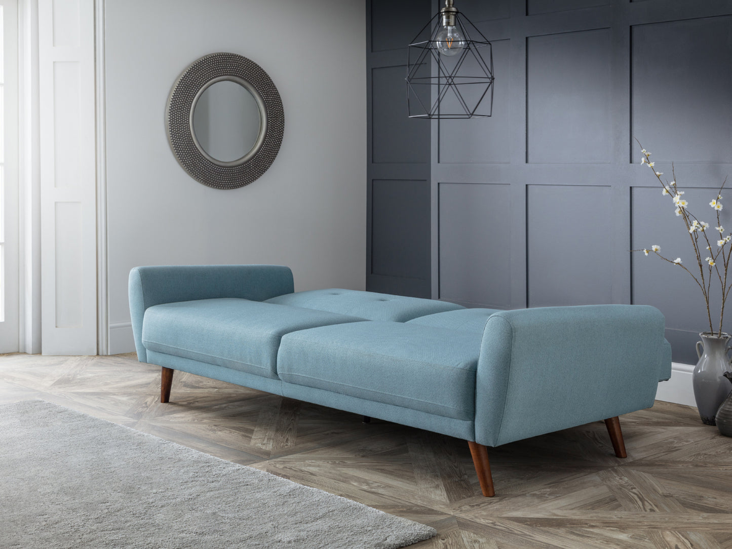 Monza Sofa and Sofa Bed in Blue Fabric