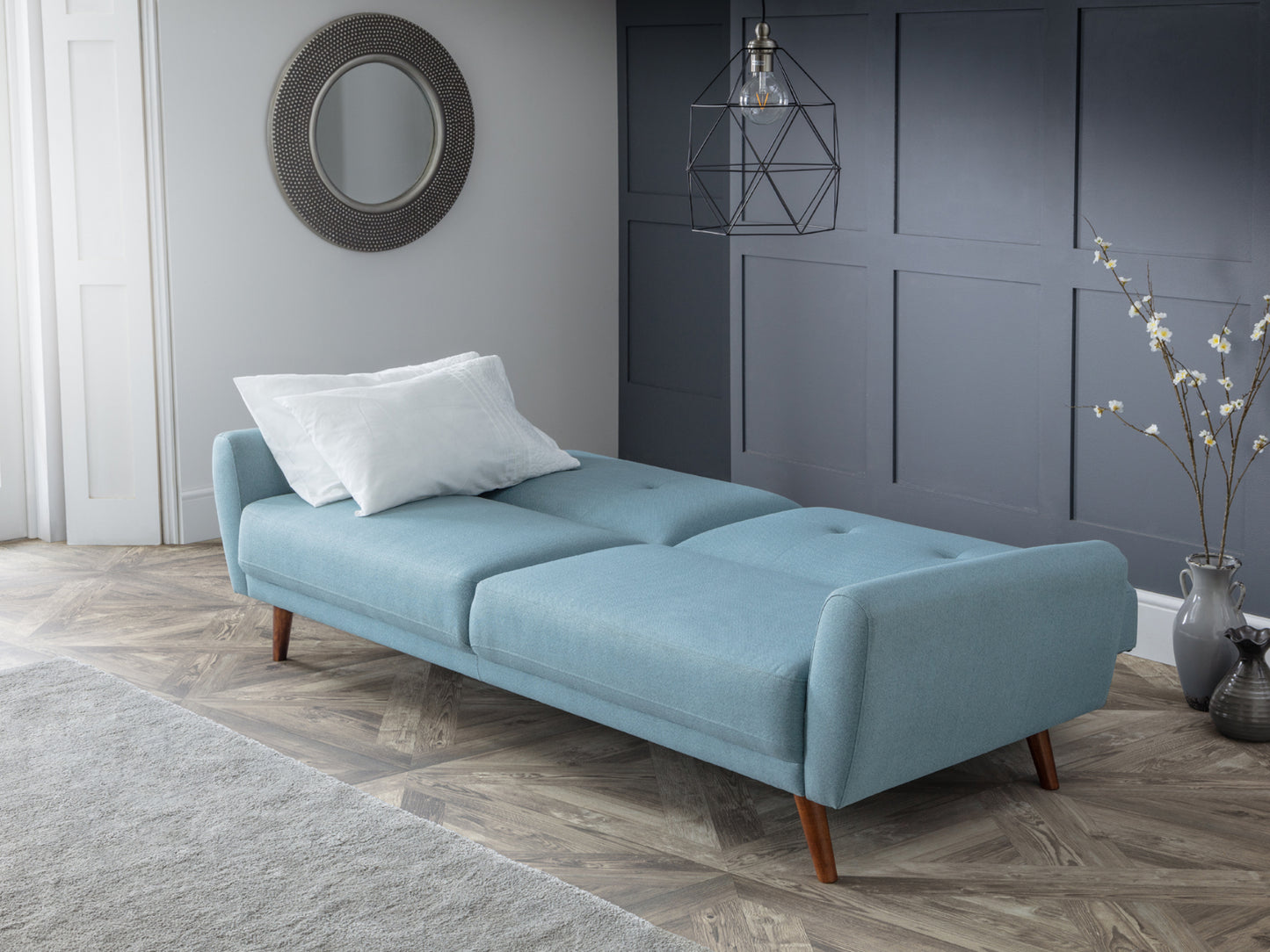 Monza Sofa and Sofa Bed in Blue Fabric