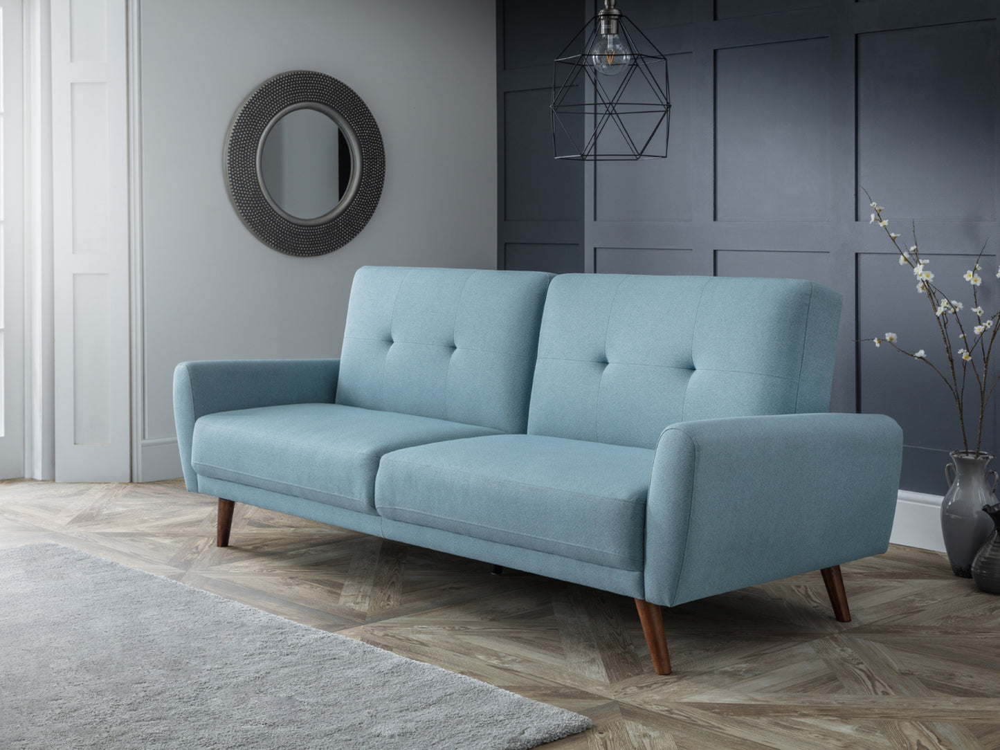 Monza Sofa and Sofa Bed in Blue Fabric