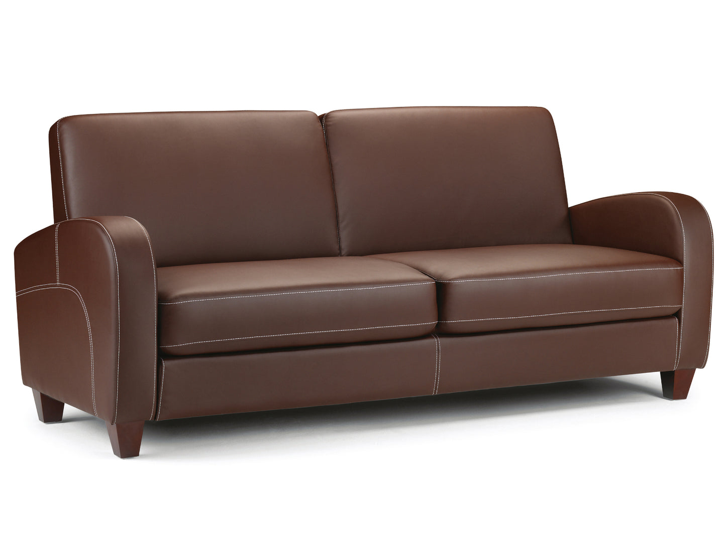 Vivo Sofa and Sofa Bed in Chestnut Faux Leather