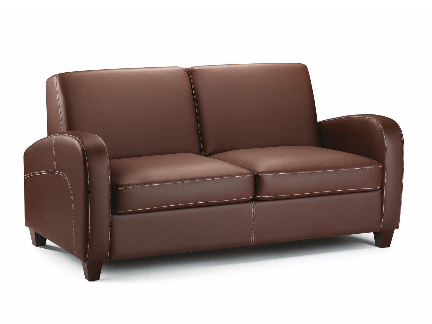 Vivo Sofa and Sofa Bed in Chestnut Faux Leather