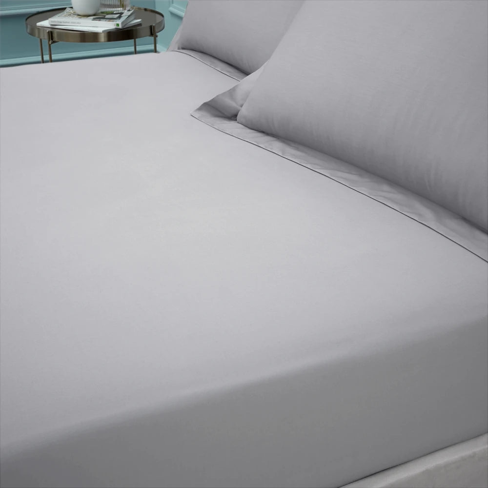 Bianca 180TC Egyptian Cotton Fitted Sheet | Silver Grey