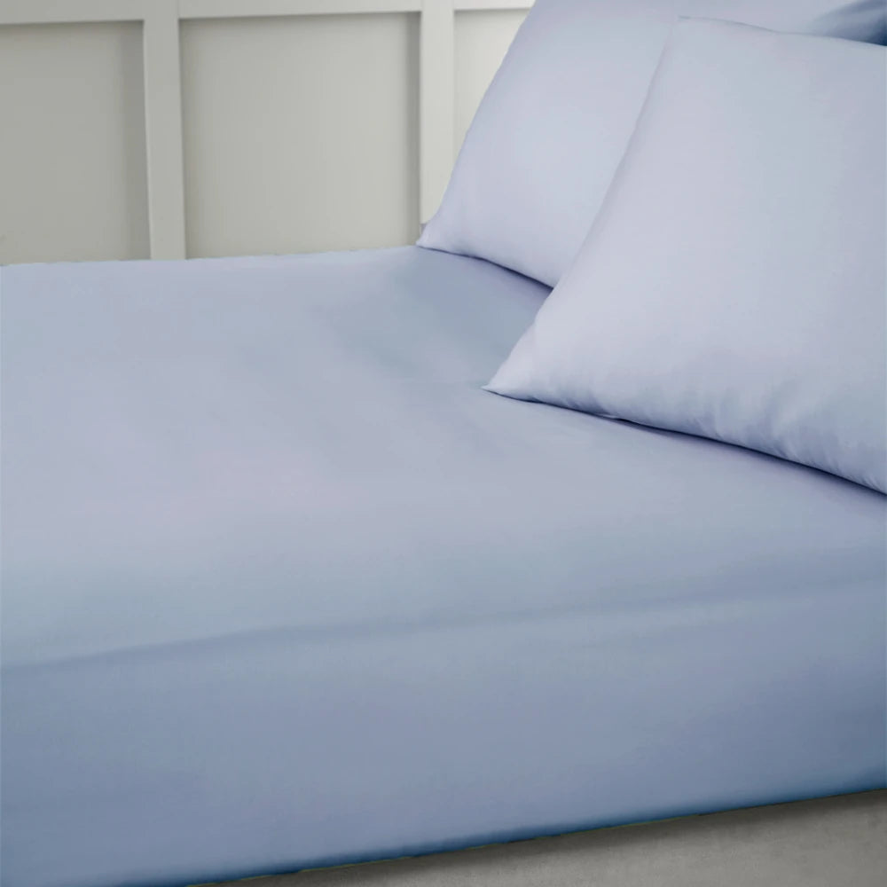 Bianca 400TC Cotton Sateen Fitted Sheet | Blue