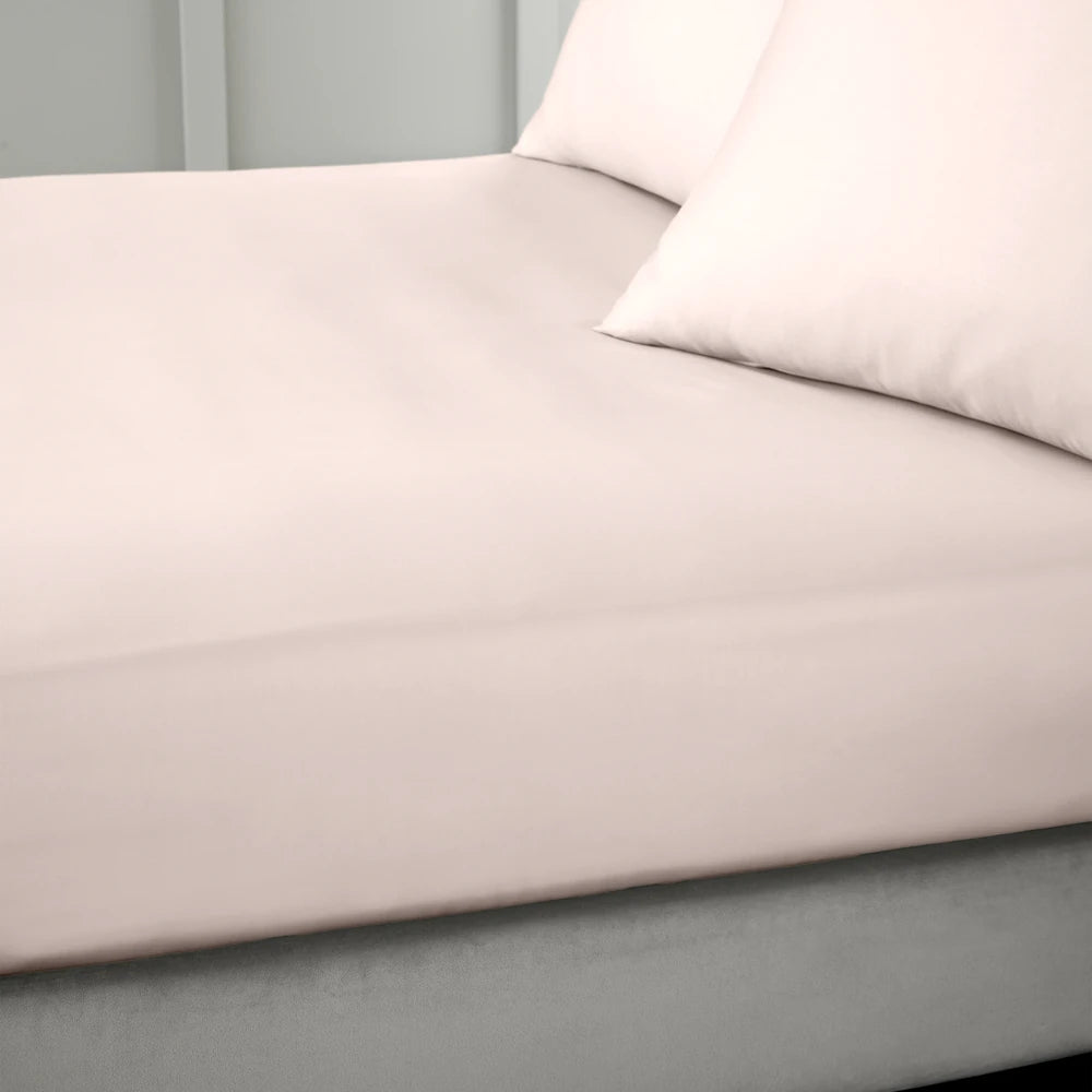 Bianca 400TC Cotton Sateen Fitted Sheet | Blush Pink