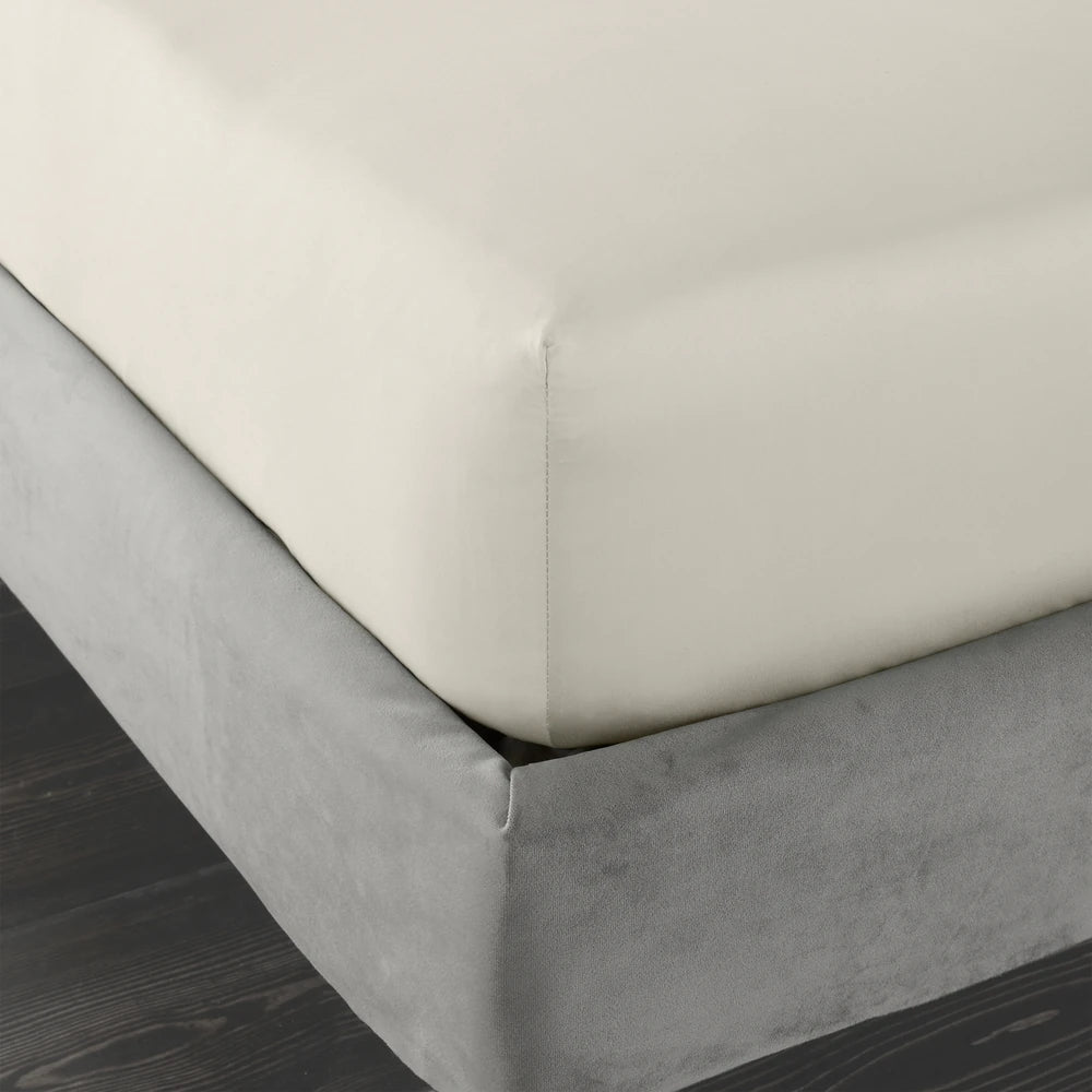 Bianca 400TC Cotton Sateen Fitted Sheet | Oyster