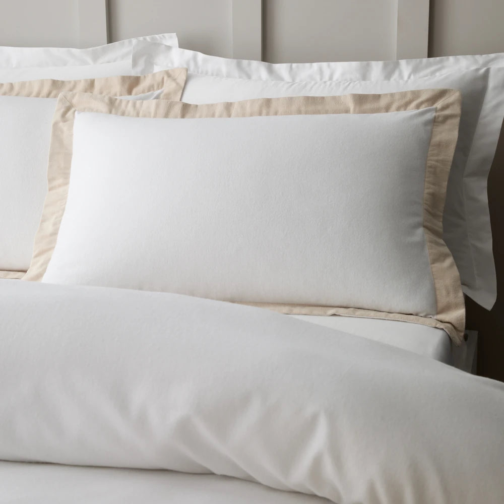 Bianca Brushed Cotton Tailored Duvet Set | White & Natural