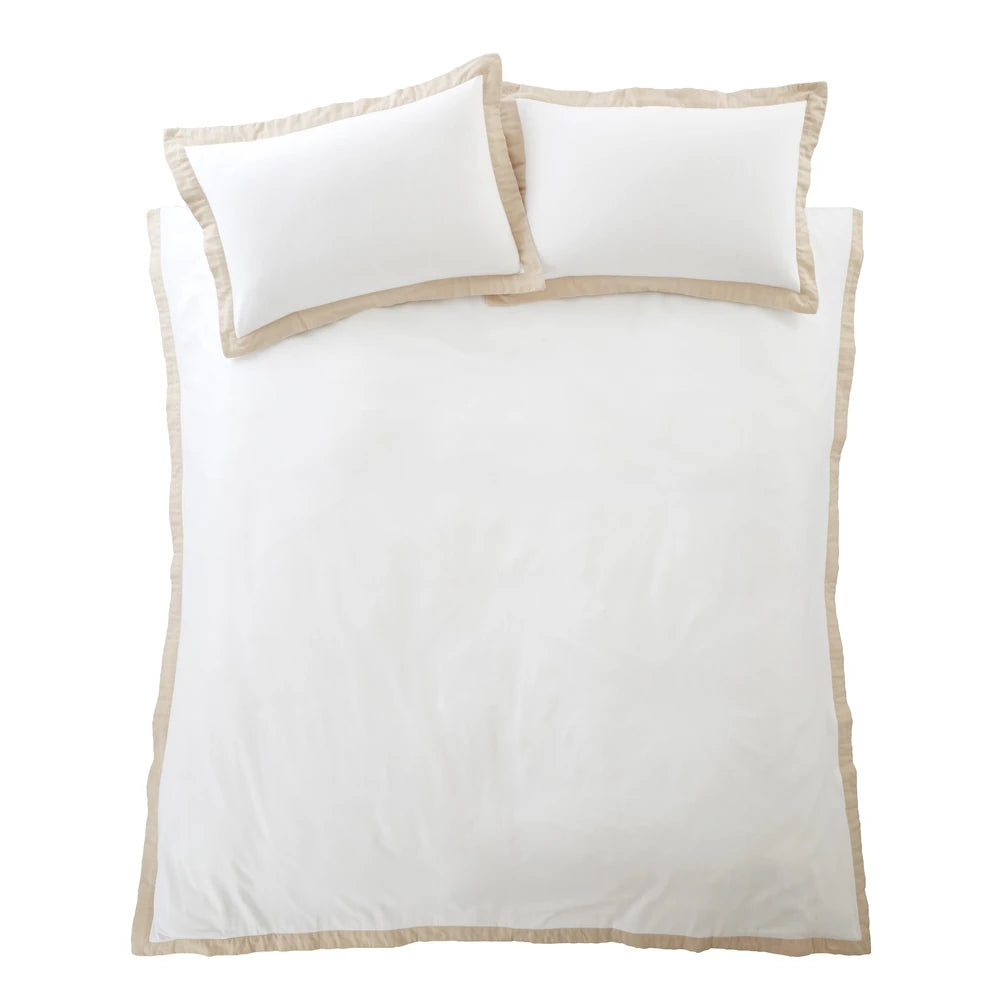 Bianca Brushed Cotton Tailored Duvet Set | White & Natural