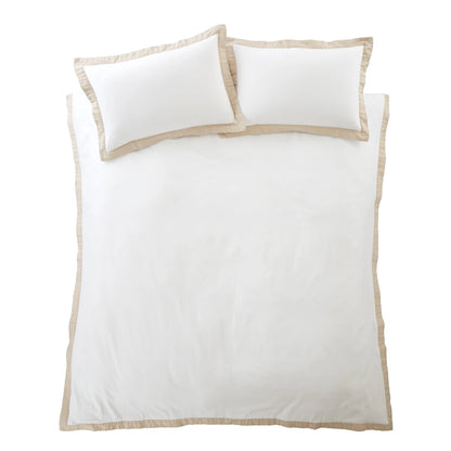 Bianca Brushed Cotton Tailored Duvet Set | White & Natural