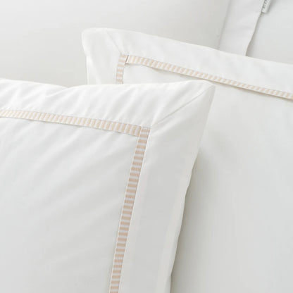 Bianca Contrast Trim Duvet Set | White & Natural