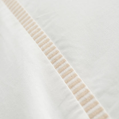 Bianca Contrast Trim Duvet Set | White & Natural