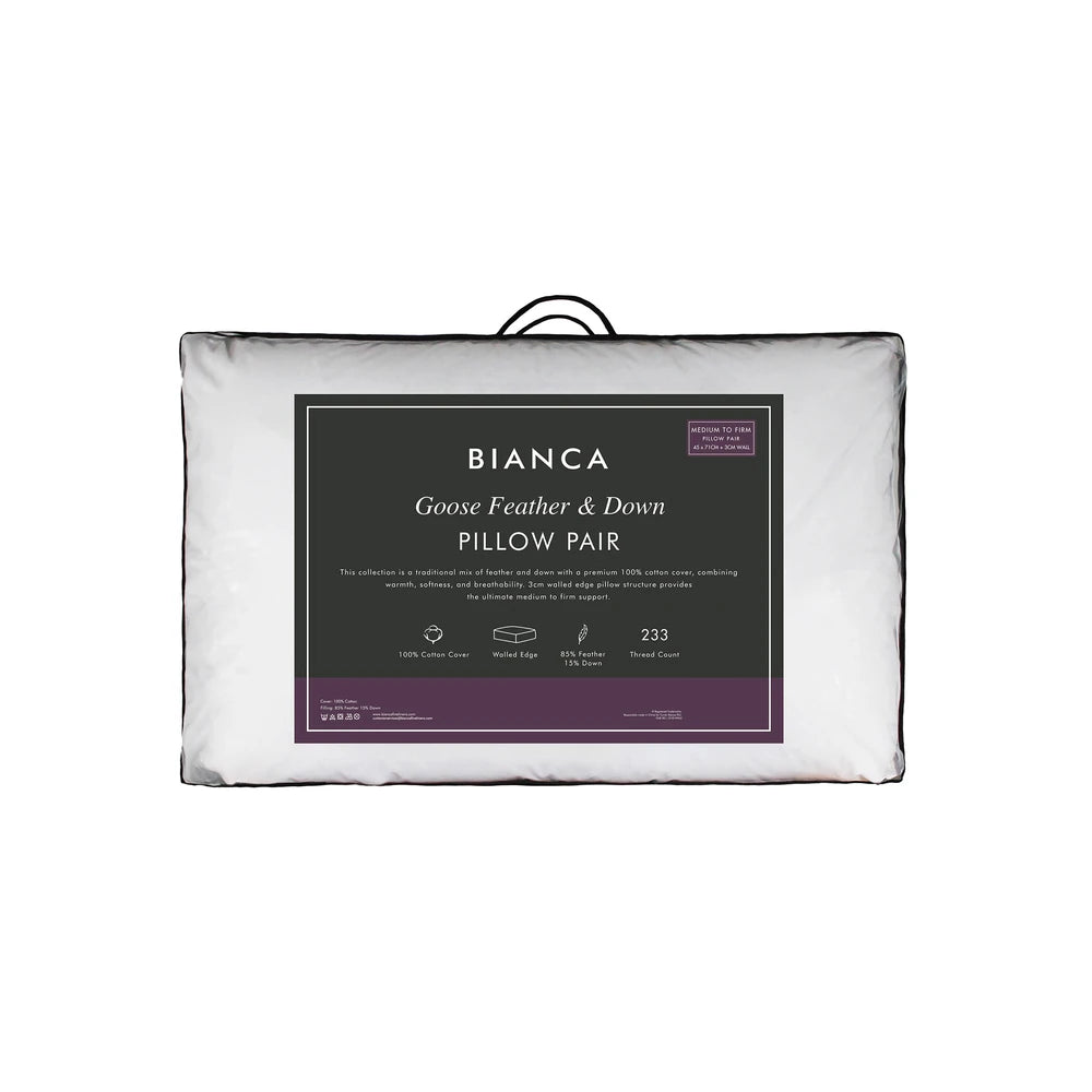 Bianca Goose Feather & Down Pillow Pair