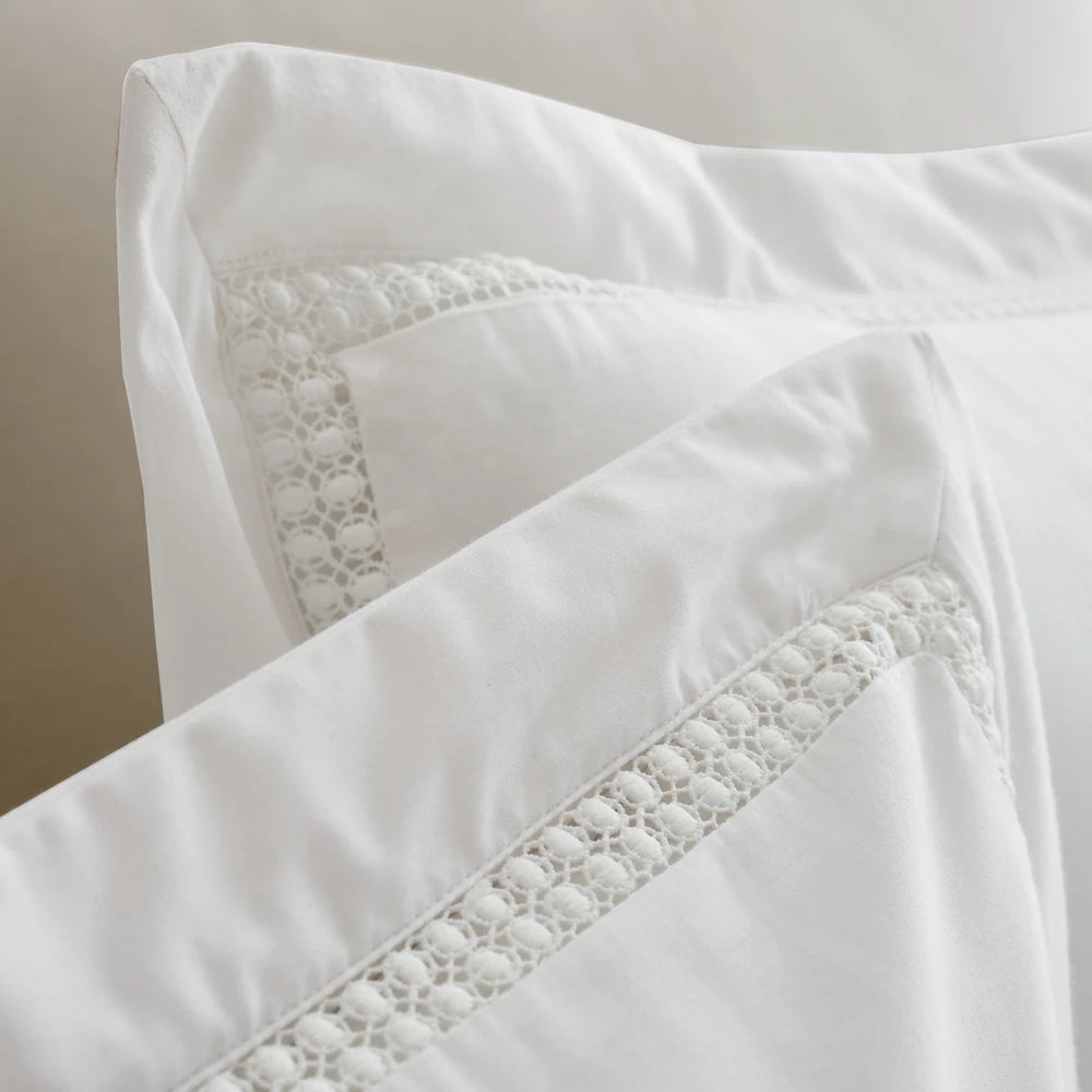 Bianca Oxford Lace Trim Duvet Set | White