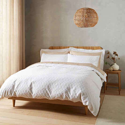 Bianca Waffle Circle Duvet Set | White