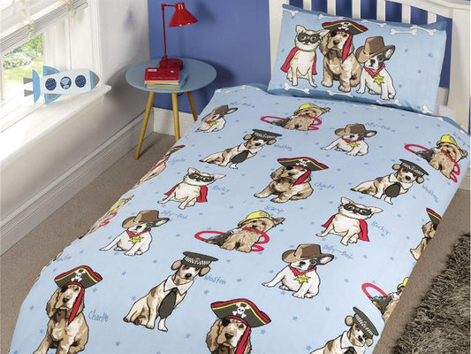 Doggies Childrens Bedding Set Blue
