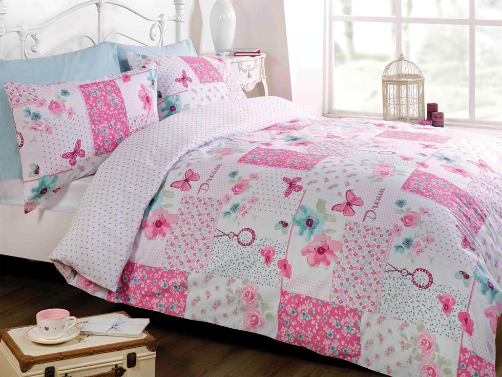 Dream Patchwork Bedding Set Pink