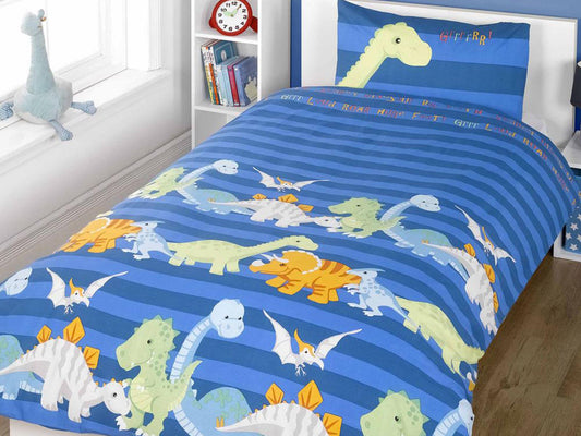 Dinosaur Childrens Bedding Set Blue