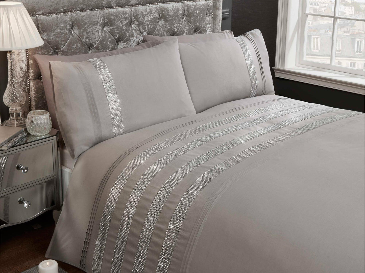 Carly Luxury Bedding Set Grey