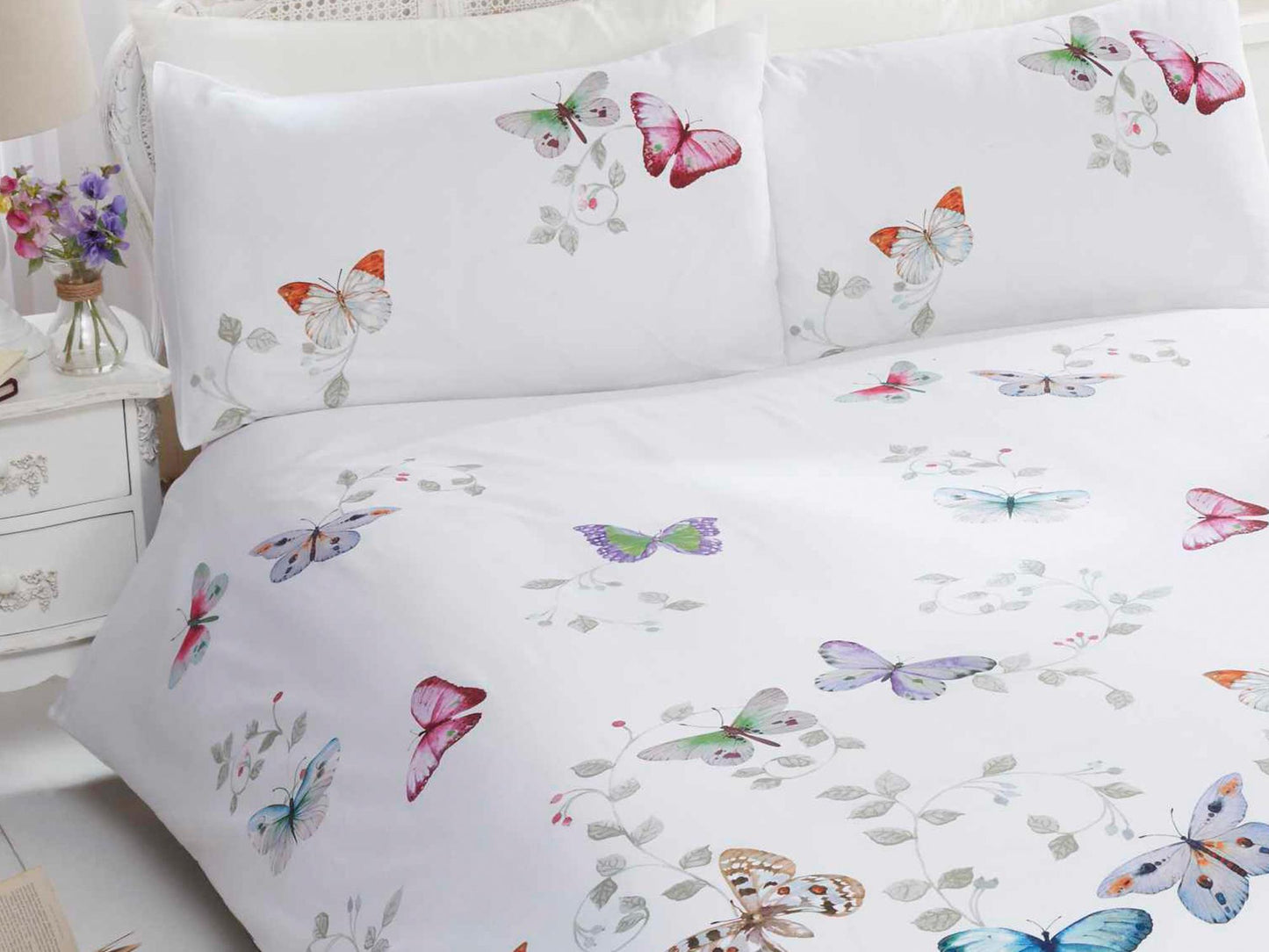 Mariposa Butterfly Bedding Set White