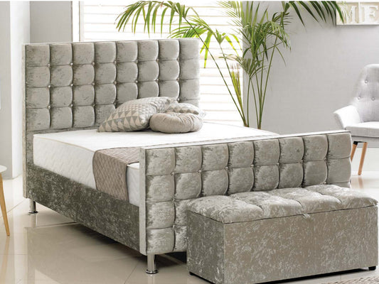 Kensington Luxury Bed Frame in Crushed Silver